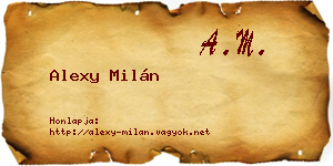 Alexy Milán névjegykártya