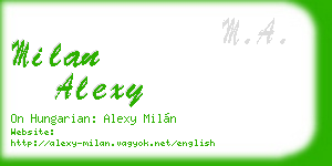 milan alexy business card